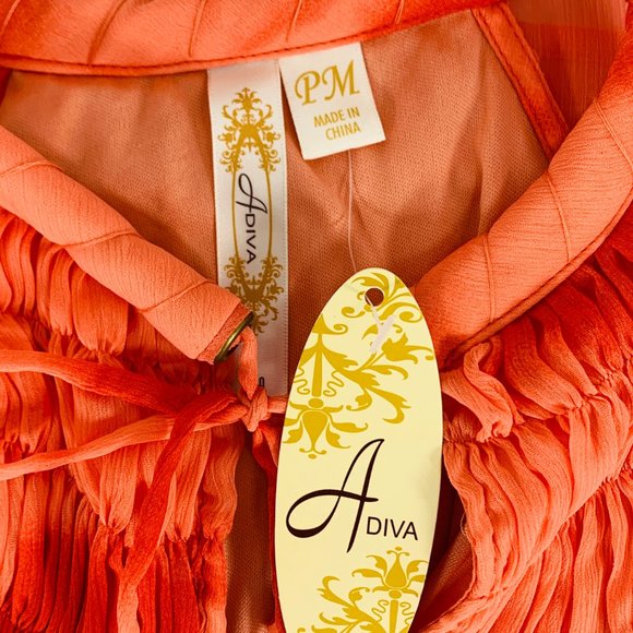 Adiva Women'a Sleeveless Orange Top Petite Medium - Picture 8 of 8